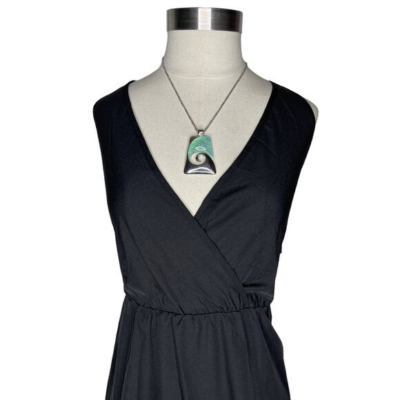 Wave Pendant Necklace Silver Tone and Teal - Picture 7 of 7